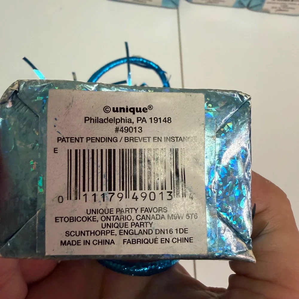 Unique Party Favors Teal Blue Holographic Foil‎ Balloon Weights Set of 4 49013